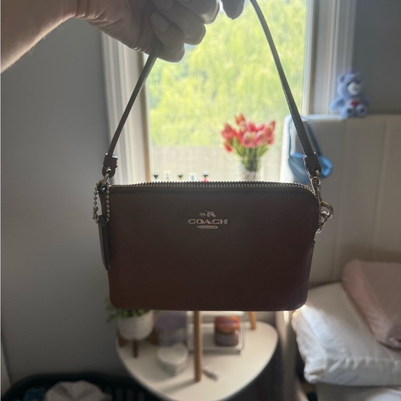 Coach Dark Brown Leather Wristlet - Picture 1 of 3